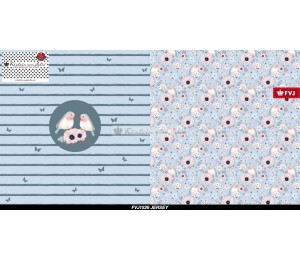 Jersey - Frl. von Julie Birdie Panel jeansblau stonewashed